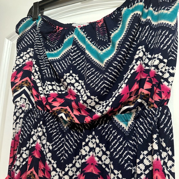 Trixxi Maxi Tube Top Dress Womens Black Multicolor Aztec Striped Sz XL - Picture 5 of 10